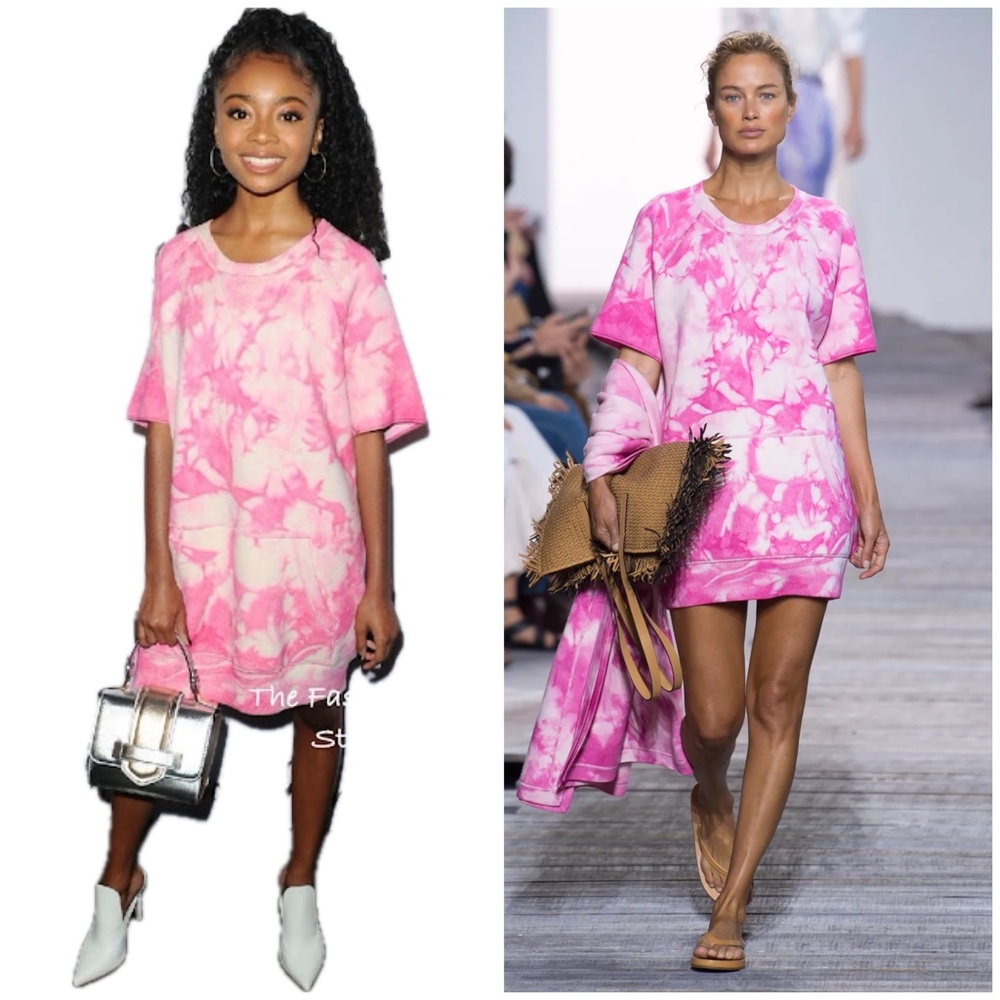 CASHMERE $895 Michael Kors Collection Runway Pink Tie Dye Sweatshirt Dress XS